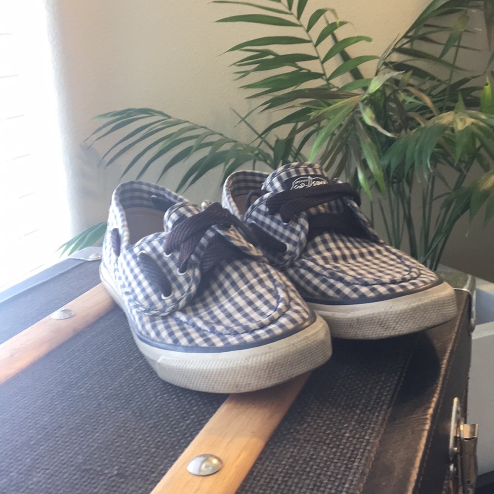 Sperry- blue and beige checkered